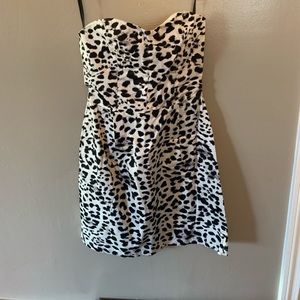 H&M Leopard Black & White Print Tube Dress